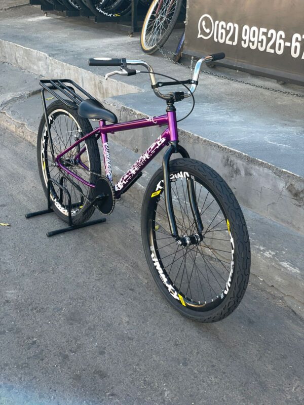 Bicicleta montadinha bh personalizada aro 26 reduzida roxa - Imagem 3