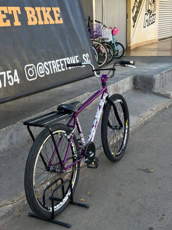 Bicicleta montadinha bh personalizada aro 26 reto roxa - Imagem 3