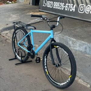 Bicicleta montadinha bh personalizada aro 26 reto azul claro