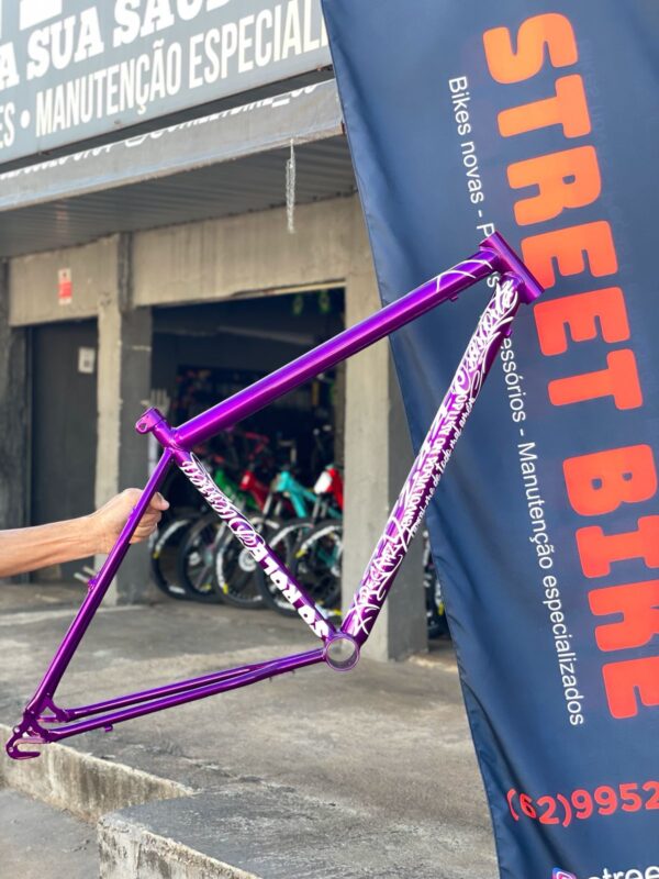 Quadro aro 26 reto adesivado samy roxo – Street Bike